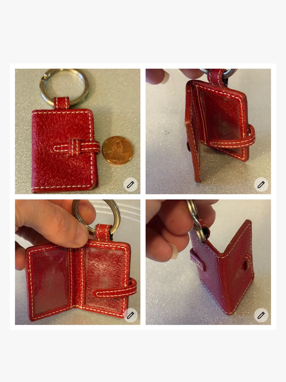 Vintage Y2K Coach Red Leather Photo Book Keychain Rare